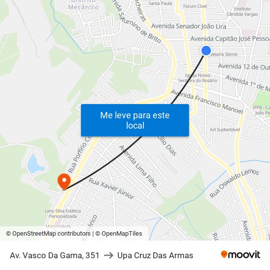 Av. Vasco Da Gama, 351 to Upa Cruz Das Armas map