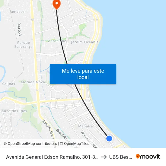 Avenida General Edson Ramalho, 301-399 to UBS Bessa map