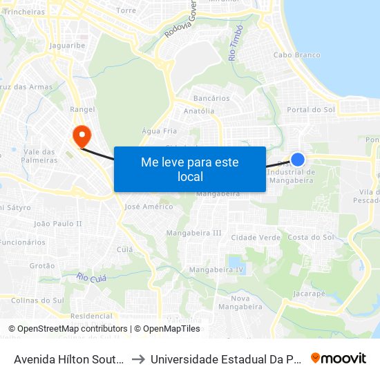 Avenida Hílton Souto Maior, 5230 to Universidade Estadual Da Paraíba - Campus V map