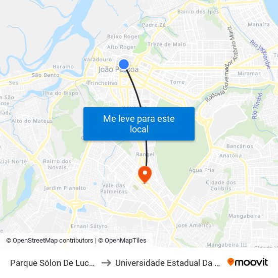 Parque Sólon De Lucena | Plataforma to Universidade Estadual Da Paraíba - Campus V map