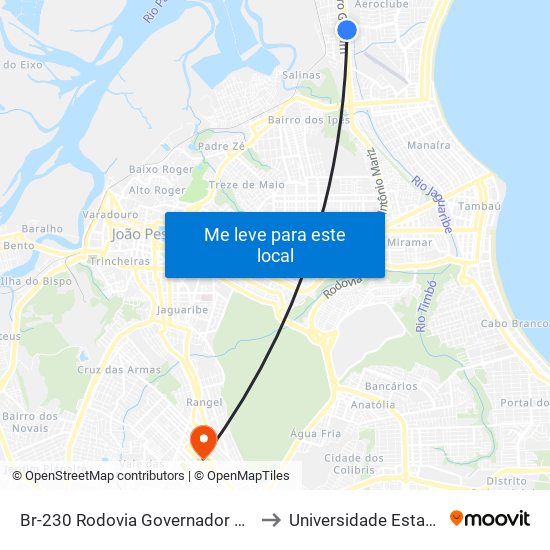 Br-230 Rodovia Governador Pedro Gondim, Km 13,7 Leste - Carrefour to Universidade Estadual Da Paraíba - Campus V map