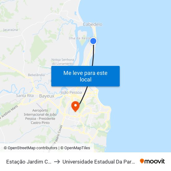 Estação Jardim Camboinha to Universidade Estadual Da Paraíba - Campus V map