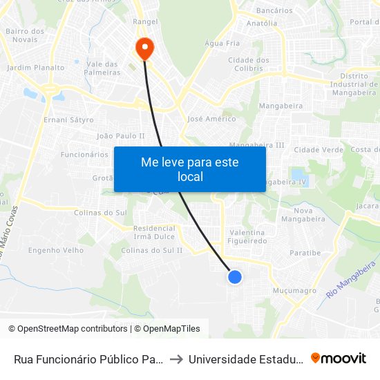 Rua Funcionário Público Paulo Antônio Bastos Portela, 394 to Universidade Estadual Da Paraíba - Campus V map