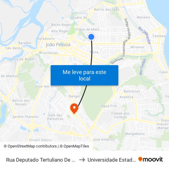 Rua Deputado Tertuliano De Brito, 315 | Praça Assis Chateaubriand to Universidade Estadual Da Paraíba - Campus V map