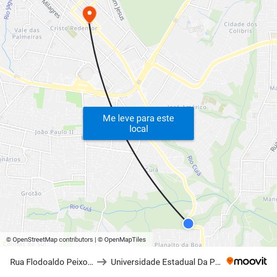 Rua Flodoaldo Peixoto Filho, 1938 to Universidade Estadual Da Paraíba - Campus V map