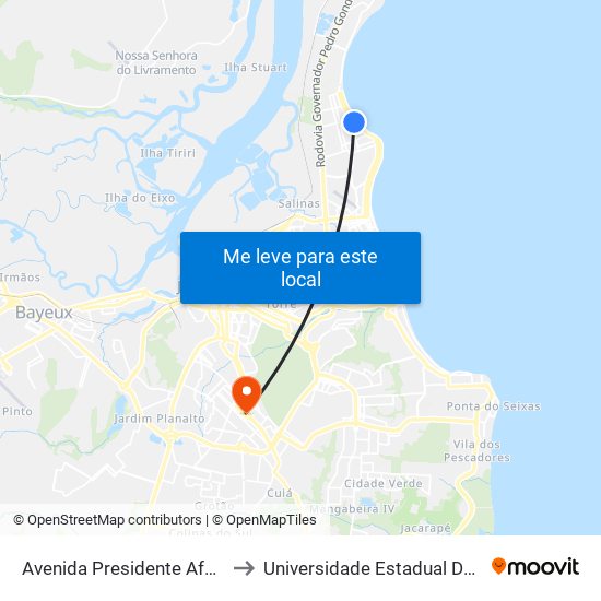 Avenida Presidente Afonso Pena, 575-663 to Universidade Estadual Da Paraíba - Campus V map