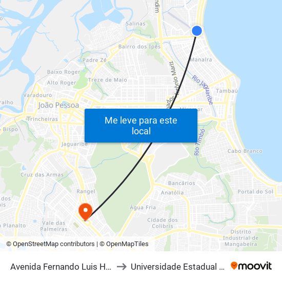 Avenida Fernando Luis Henrique Dos Santos, 191 to Universidade Estadual Da Paraíba - Campus V map