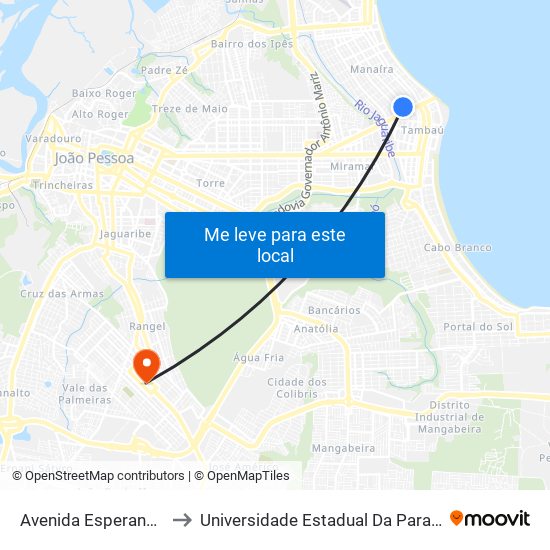 Avenida Esperança, 12-112 to Universidade Estadual Da Paraíba - Campus V map