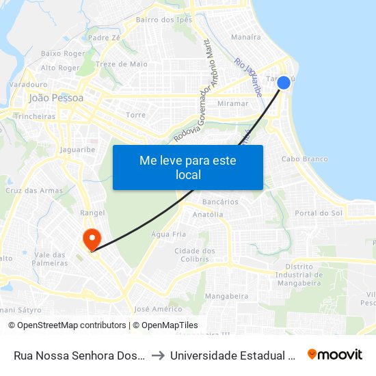 Rua Nossa Senhora Dos Navegantes, 239-463 to Universidade Estadual Da Paraíba - Campus V map