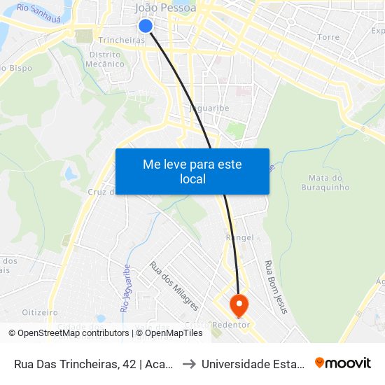 Rua Das Trincheiras, 42 | Academia De Comércio (Das 19:00 À 00:00) to Universidade Estadual Da Paraíba - Campus V map