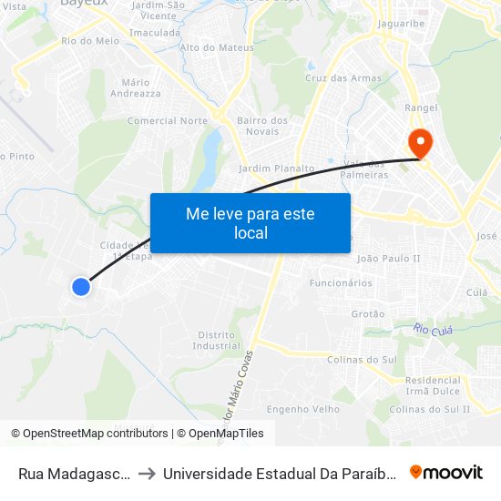 Rua Madagascar, 144 to Universidade Estadual Da Paraíba - Campus V map