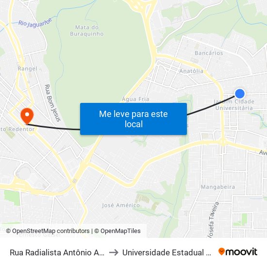 Rua Radialista Antônio Assunção De Jesus, 343 to Universidade Estadual Da Paraíba - Campus V map