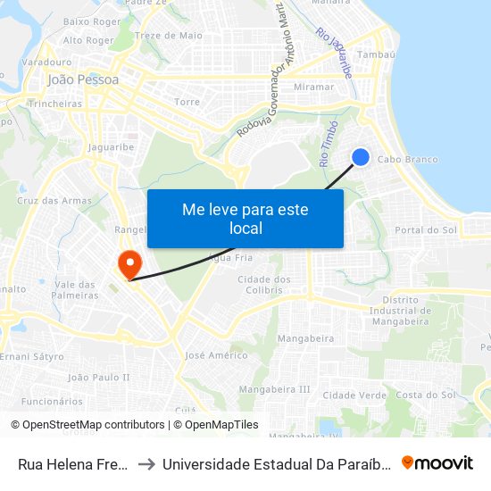 Rua Helena Freire, 410 to Universidade Estadual Da Paraíba - Campus V map