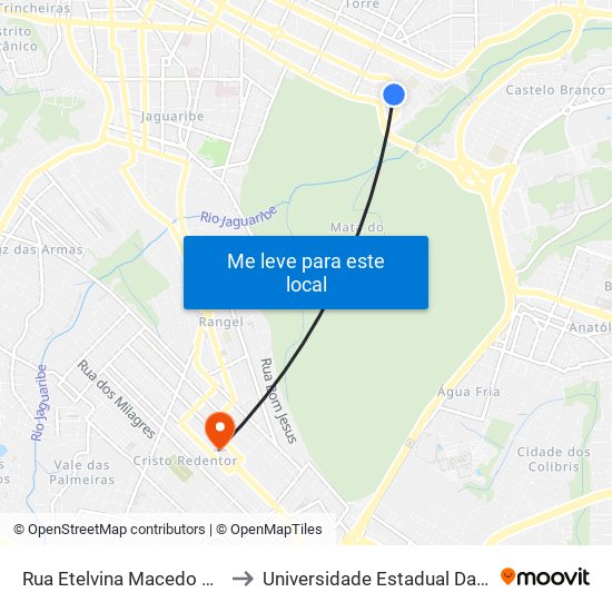 Rua Etelvina Macedo De Mendonça, 350 to Universidade Estadual Da Paraíba - Campus V map