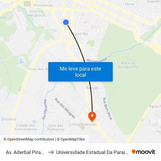 Av. Aderbal Piragibe, 182 to Universidade Estadual Da Paraíba - Campus V map