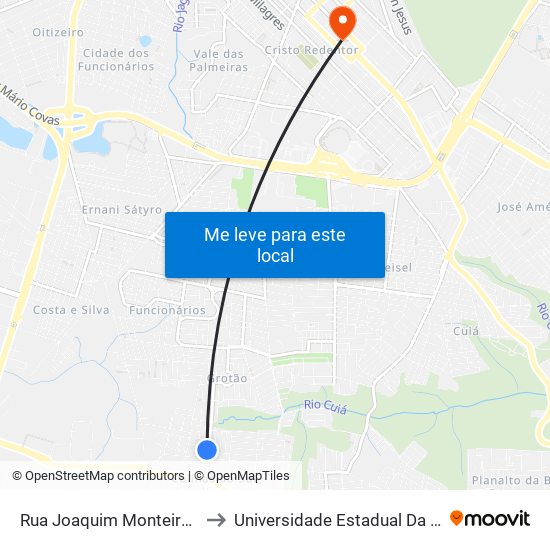 Rua Joaquim Monteiro Da Franca, 1005 to Universidade Estadual Da Paraíba - Campus V map