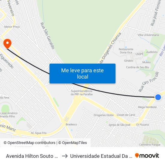 Avenida Hilton Souto Maior, 1112-1114 to Universidade Estadual Da Paraíba - Campus V map