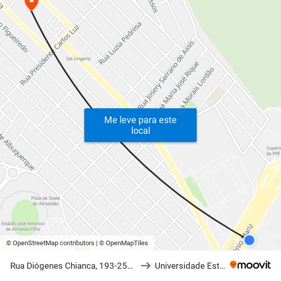Rua Diógenes Chianca, 193-257 | Centro Administrativo Municipal (Sentido Unipê) to Universidade Estadual Da Paraíba - Campus V map