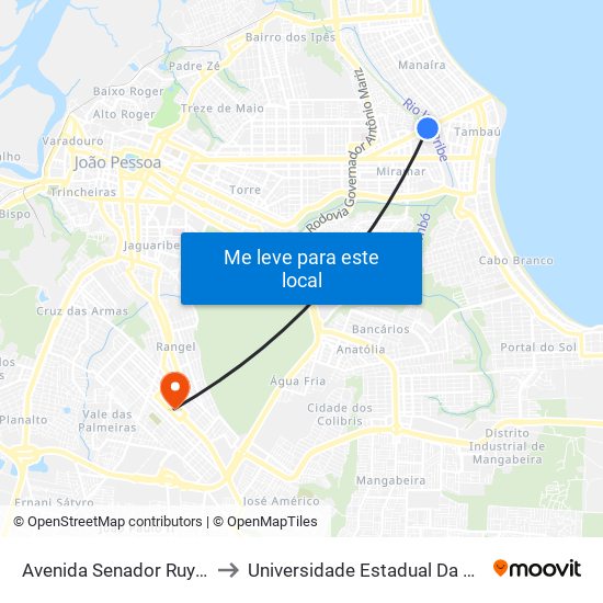 Avenida Senador Ruy Carneiro, 1155 to Universidade Estadual Da Paraíba - Campus V map