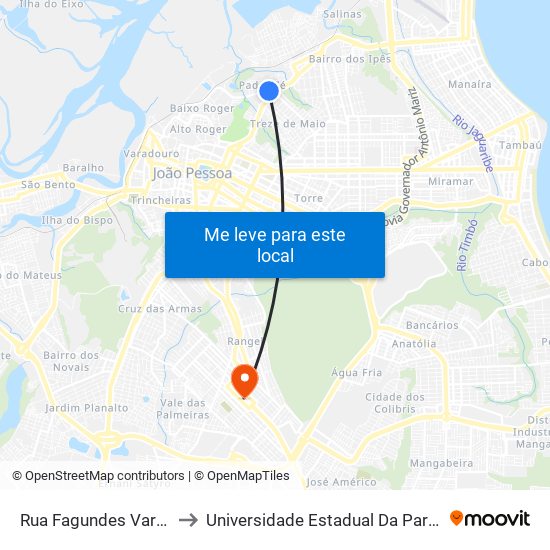 Rua Fagundes Varela, 77-137 to Universidade Estadual Da Paraíba - Campus V map