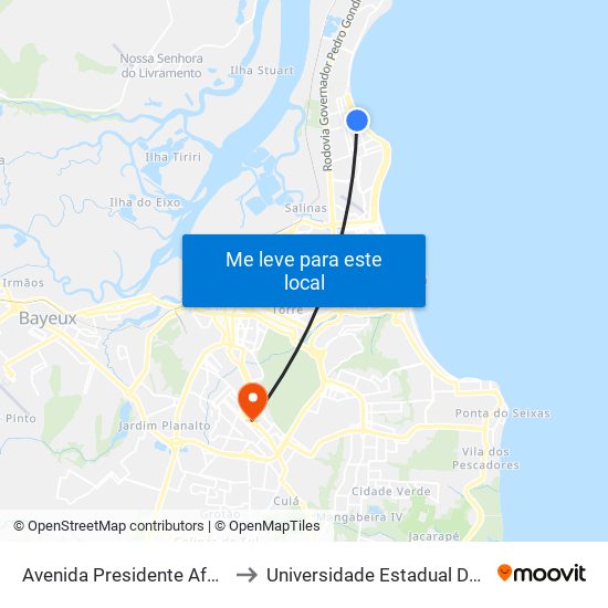 Avenida Presidente Afonso Pena, 831-913 to Universidade Estadual Da Paraíba - Campus V map