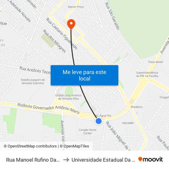 Rua Manoel Rufino Da Silva, 145 | Assaí to Universidade Estadual Da Paraíba - Campus V map