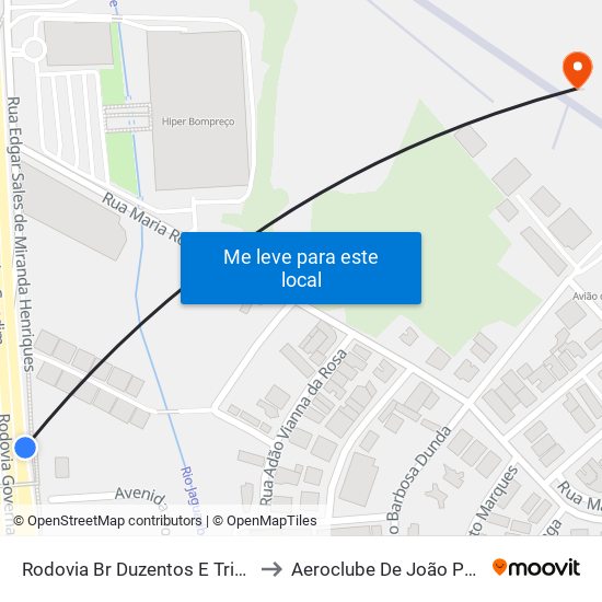 Rodovia Br Duzentos E Trinta, 71 to Aeroclube De João Pessoa map