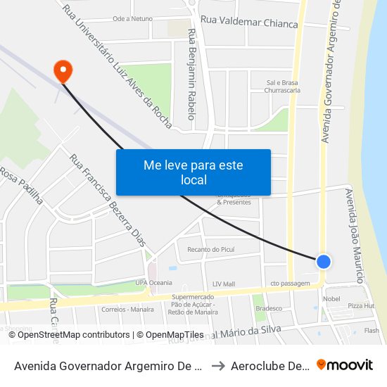 Avenida Governador Argemiro De Figueiredo, 40-92 - Hotel Brisol to Aeroclube De João Pessoa map