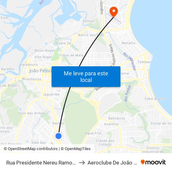 Rua Presidente Nereu Ramos, 93-145 to Aeroclube De João Pessoa map