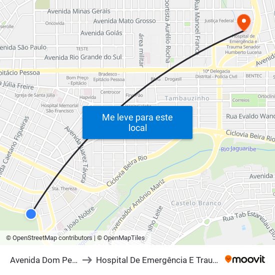 Avenida Dom Pedro Ii, 2680-2836 to Hospital De Emergência E Trauma Senador Humberto Lucena map