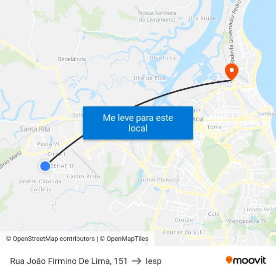 Rua João Firmino De Lima, 151 to Iesp map