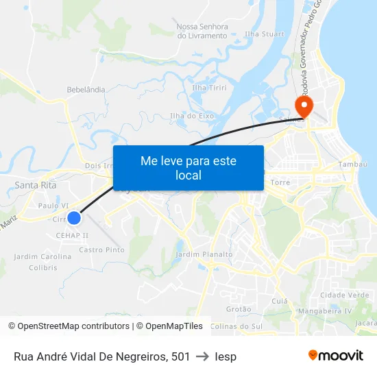 Rua André Vidal De Negreiros, 501 to Iesp map