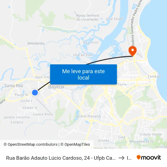 Rua Barão Adauto Lúcio Cardoso, 24 - Ufpb Campus Santa Rita to Iesp map
