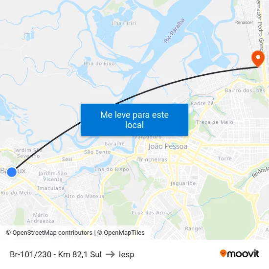 Br-101/230 - Km 82,1 Sul to Iesp map