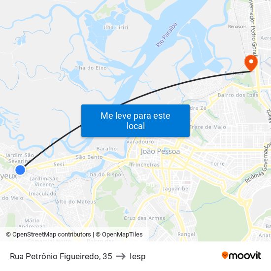 Rua Petrônio Figueiredo, 35 to Iesp map