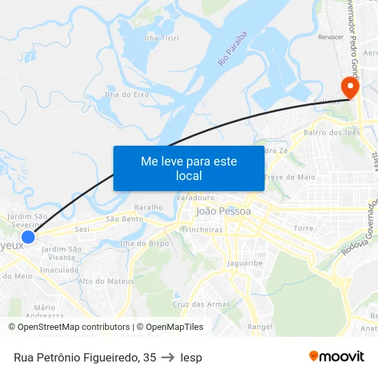 Rua Petrônio Figueiredo, 35 to Iesp map