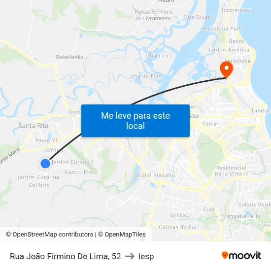Rua João Firmino De Lima, 52 to Iesp map