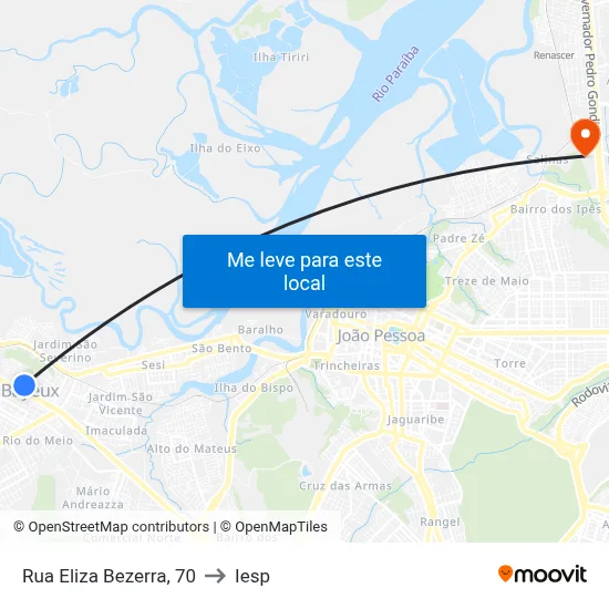 Rua Eliza Bezerra, 70 to Iesp map