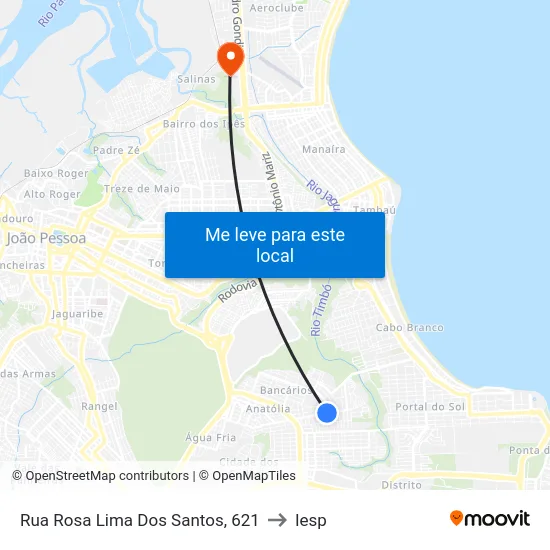 Rua Rosa Lima Dos Santos, 621 to Iesp map
