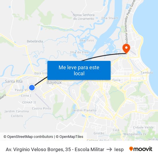 Av. Virgínio Veloso Borges, 35 - Escola Militar to Iesp map