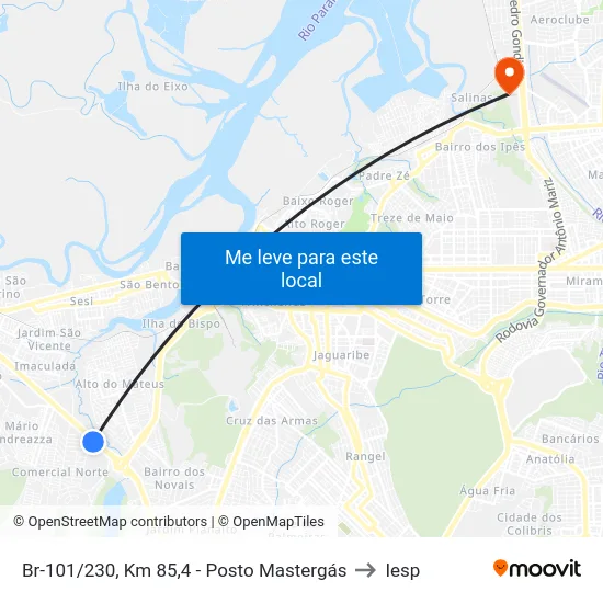 Br-101/230, Km 85,4 - Posto Mastergás to Iesp map