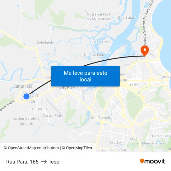 Rua Pará, 165 to Iesp map