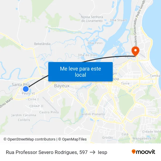 Rua Professor Severo Rodrigues, 597 to Iesp map