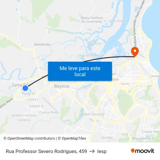 Rua Professor Severo Rodrigues, 459 to Iesp map