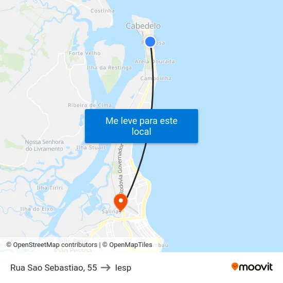 Rua Sao Sebastiao, 55 to Iesp map