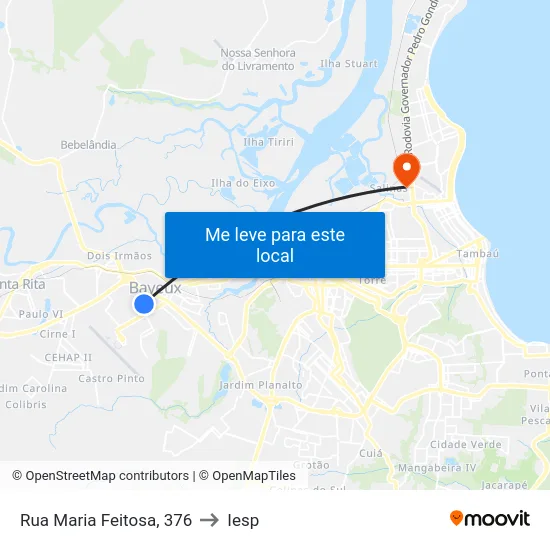 Rua Maria Feitosa, 376 to Iesp map