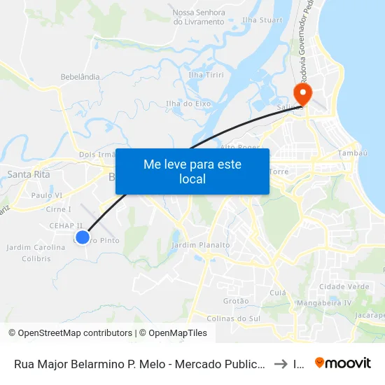 Rua Major Belarmino P. Melo - Mercado Publico Do Heitel Santiago to Iesp map