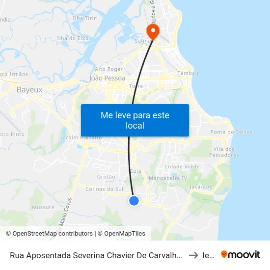 Rua Aposentada Severina Chavier De Carvalho, 253 to Iesp map