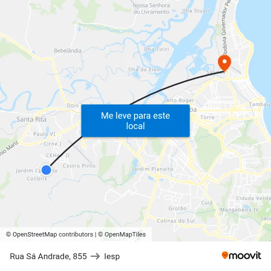 Rua Sá Andrade, 855 to Iesp map