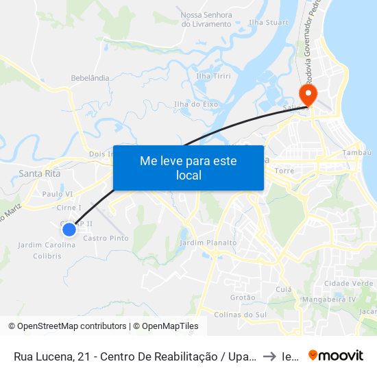 Rua Lucena, 21 - Centro De Reabilitação / Upa Tibiri to Iesp map